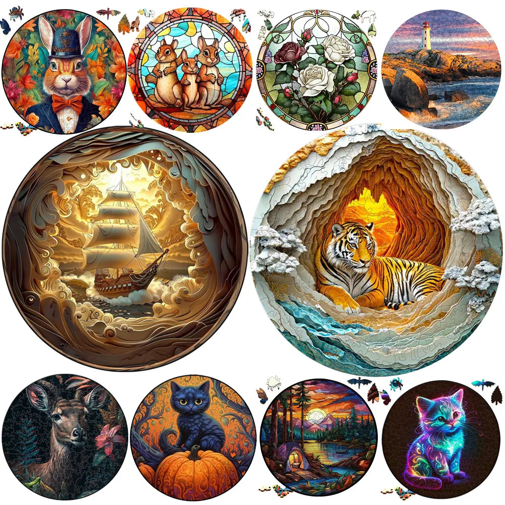 Puzzle en Bois Tigre et Chat