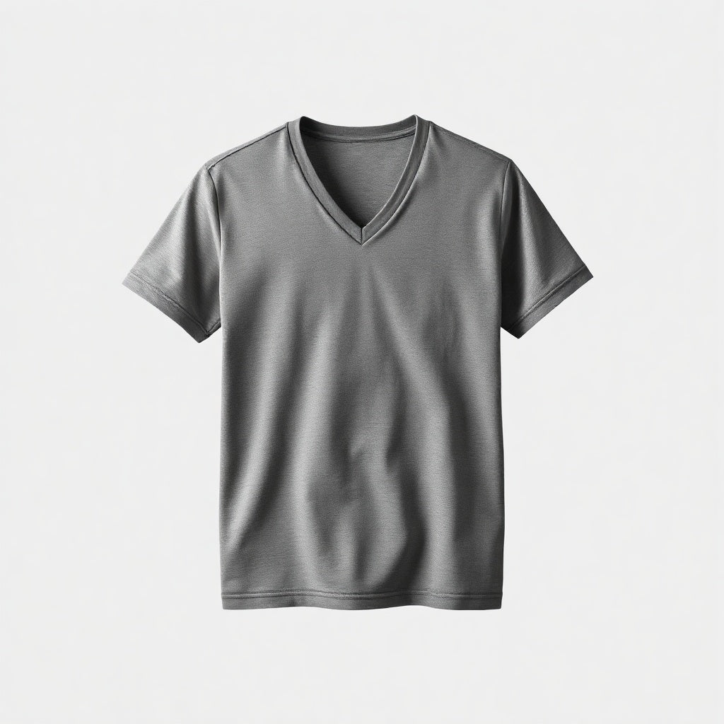 T-shirt col V en coton flammé